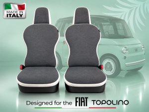 FIAT Topolino - Seat Cushions - Water repellent/ Stain Resistant Fabric - Set of 2 - Grey/ White FIAT Topolino - Seat Cushions - Water repellent/ Stain Resistant Fabric - Set of 2 - Grey/ White