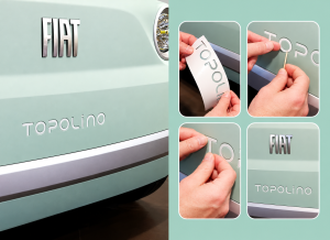 FIAT Topolino Decal Kit – "Topolino" Logo - White