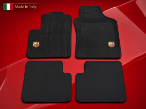 FIAT 500 Floor Mats - Black Carpet w/ ABARTH Crest