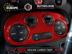 FIAT 500 Temperature Control Panel - Carbon Fiber - Koshi Composites - Automatic - Red Candy