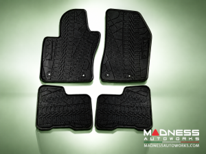 FIAT 500X Floor Mats - All Weather - Rubber - Premium - Front + Rear Set - Black 
