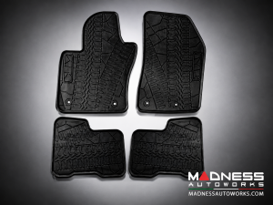 FIAT 500X Floor Mats - All Weather - Rubber - Premium - Front + Rear Set - Black 