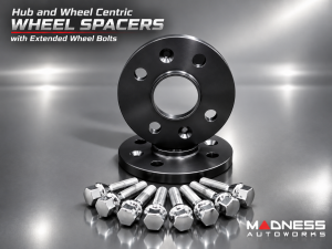 FIAT 500 Wheel Spacers - MADNESS - 16mm - set of 2 w/ extended bolts