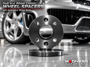 FIAT 500 Wheel Spacers - MADNESS - 16mm - set of 2 w/ extended bolts