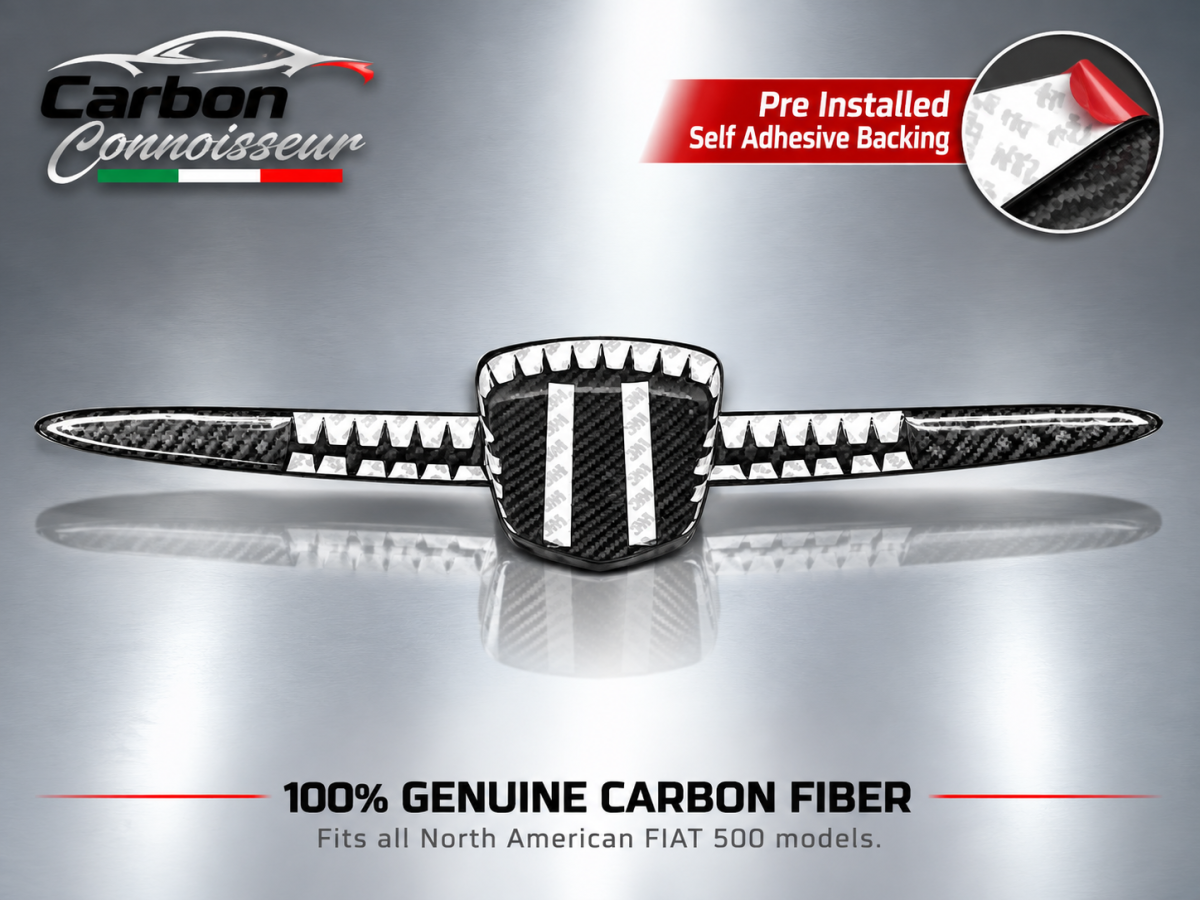 FIAT 500 ABARTH Front Emblem Cover Trim - Carbon Fiber - V1 - Carbon Connoisseur
