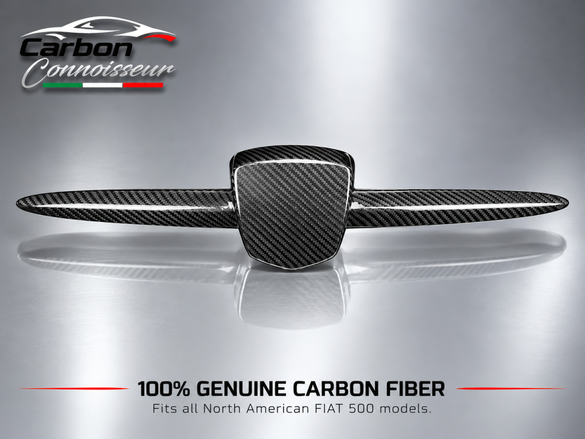 FIAT 500 ABARTH Front Emblem Cover Trim - Carbon Fiber - V1 - Carbon Connoisseur