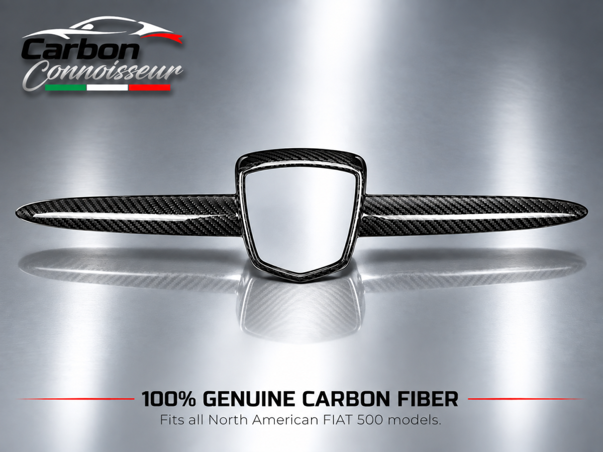 FIAT 500 ABARTH Front Emblem Cover Trim - Carbon Fiber - V2 - Carbon Connoisseur