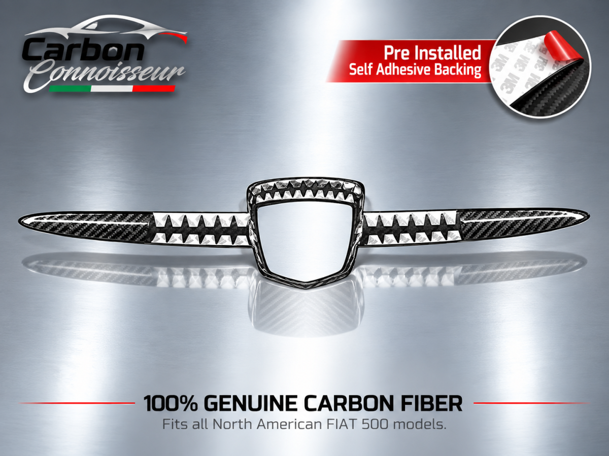 FIAT 500 ABARTH Front Emblem Cover Trim - Carbon Fiber - V2 - Carbon Connoisseur