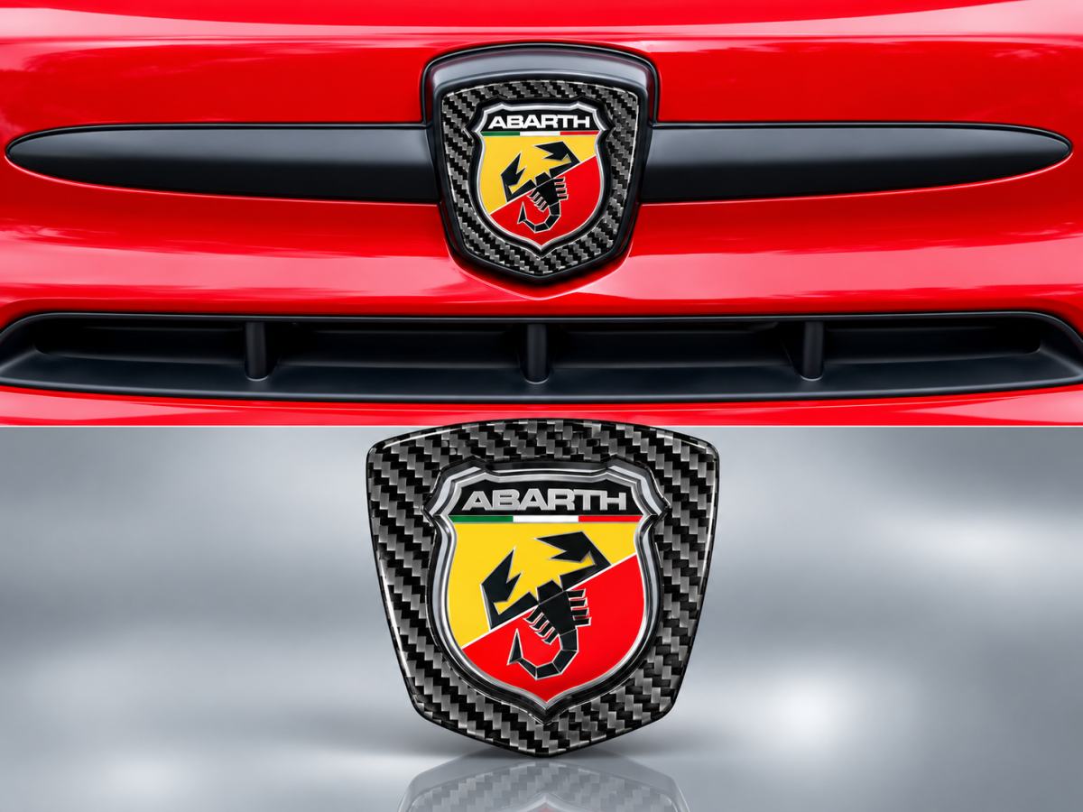FIAT 500 ABARTH Front Emblem Inner Frame - Carbon Fiber - Carbon Connoisseur