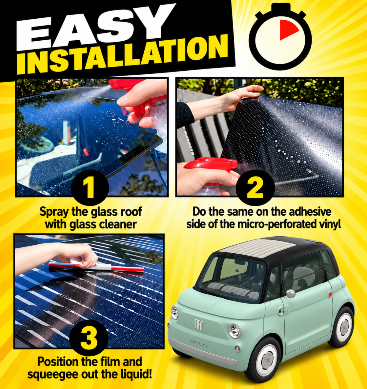 FIAT Topolino Sunroof Sunshade Decal Kit - Topo ITA 01