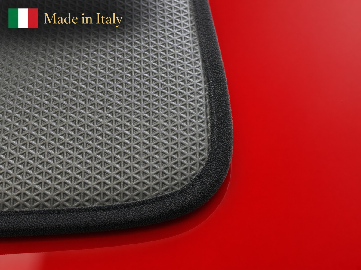 FIAT 500 Floor Mats - Black Carpet w/ ABARTH Crest
