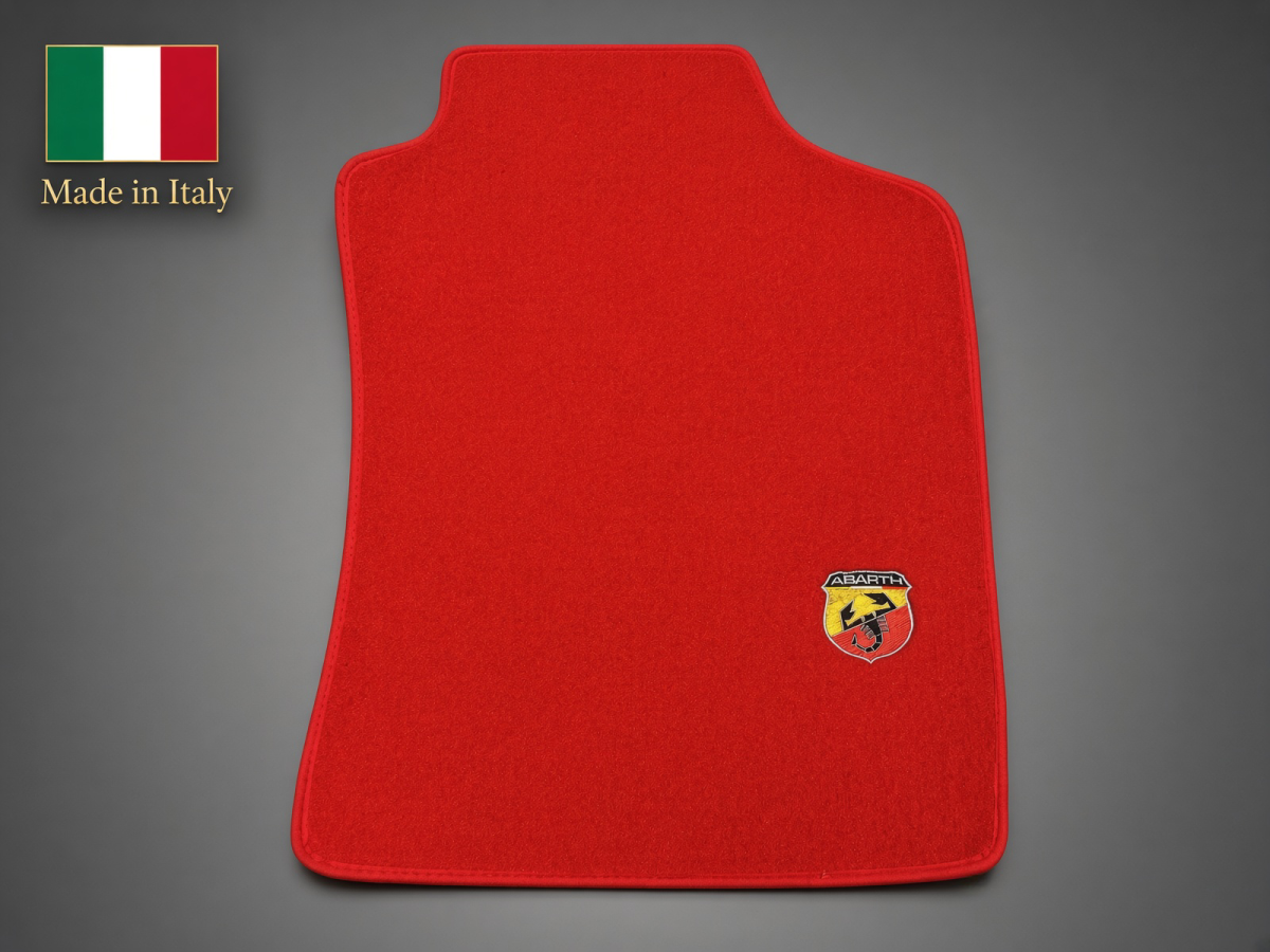 FIAT 500 Floor Mats - Red Carpet w/ ABARTH Crest