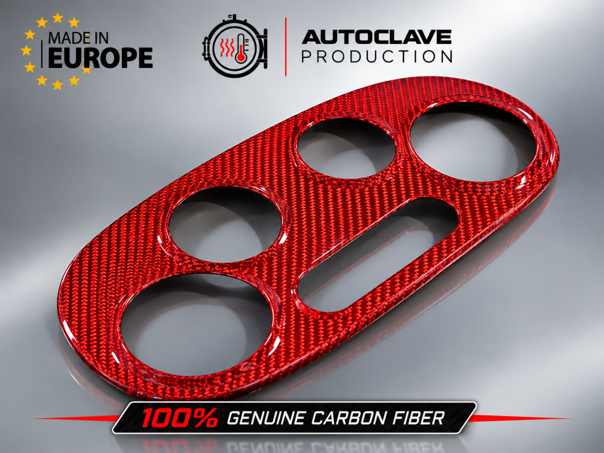 FIAT 500 Temperature Control Panel - Carbon Fiber - Koshi Composites - Automatic - Red Candy