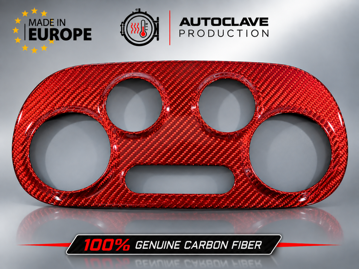 FIAT 500 Temperature Control Panel - Carbon Fiber - Koshi Composites - Automatic - Red Candy