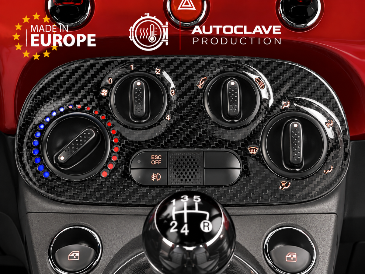 FIAT 500 Temperature Control Panel - Carbon Fiber - Koshi Composites - Manual Controls 