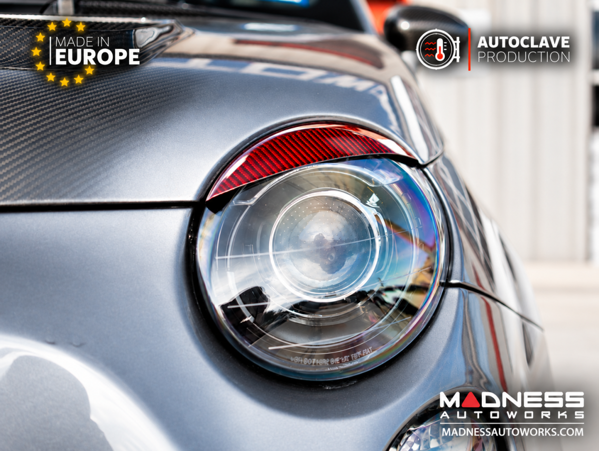 FIAT 500 Eyebrows - Carbon Fiber - Koshi Composites - Red Candy