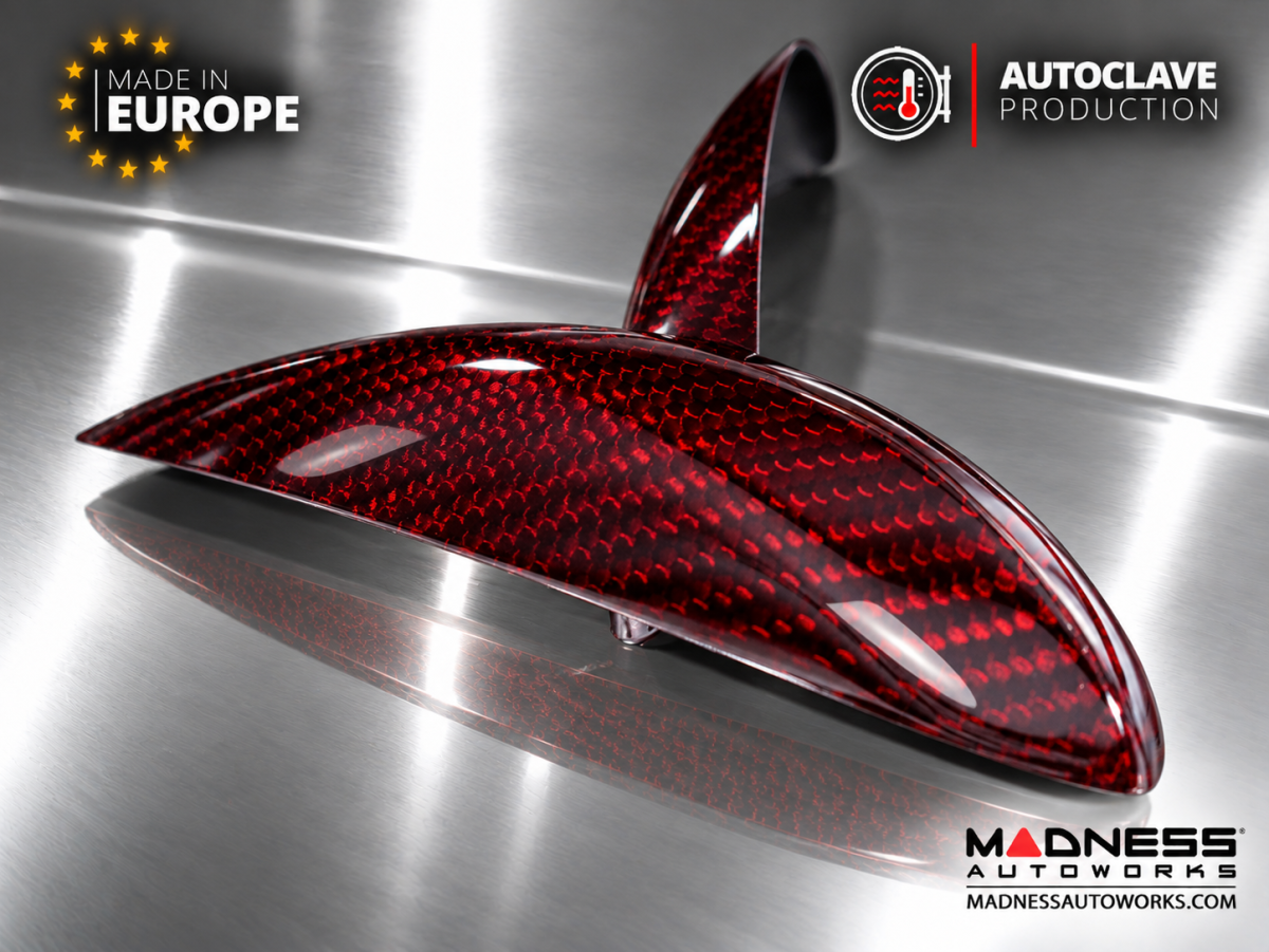 FIAT 500 Eyebrows - Carbon Fiber - Koshi Composites - Dark Red Candy