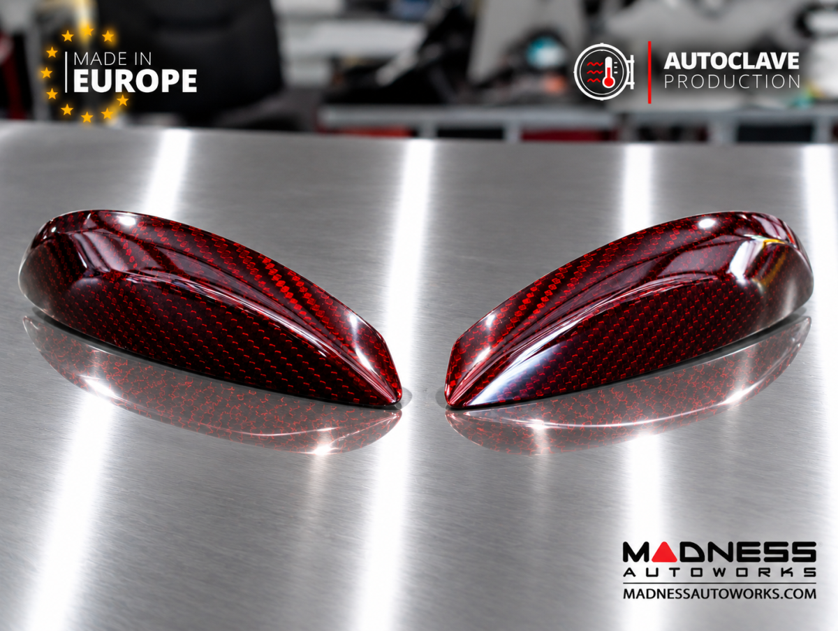 FIAT 500 Eyebrows - Carbon Fiber - Koshi Composites - Dark Red Candy