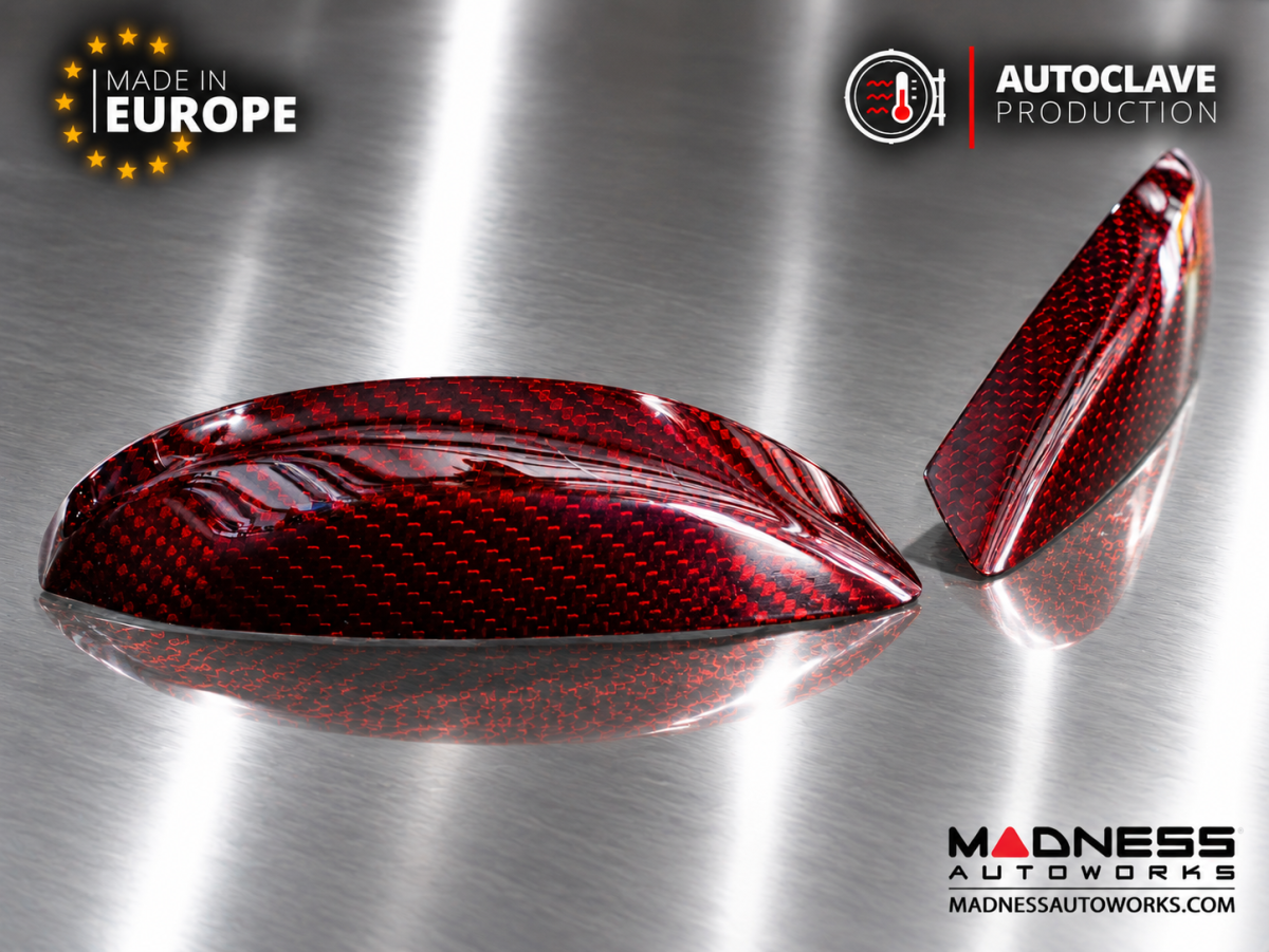 FIAT 500 Eyebrows - Carbon Fiber - Koshi Composites - Dark Red Candy