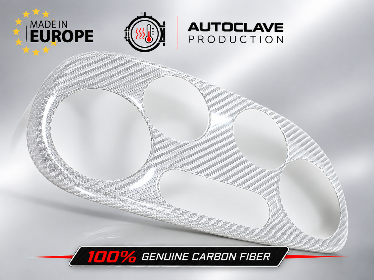 FIAT 500 Temperature Control Panel - Carbon Fiber - Koshi Composites - White Candy 