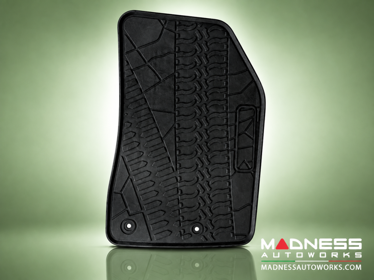 FIAT 500X Floor Mats - All Weather - Rubber - Premium - Front + Rear Set - Black 