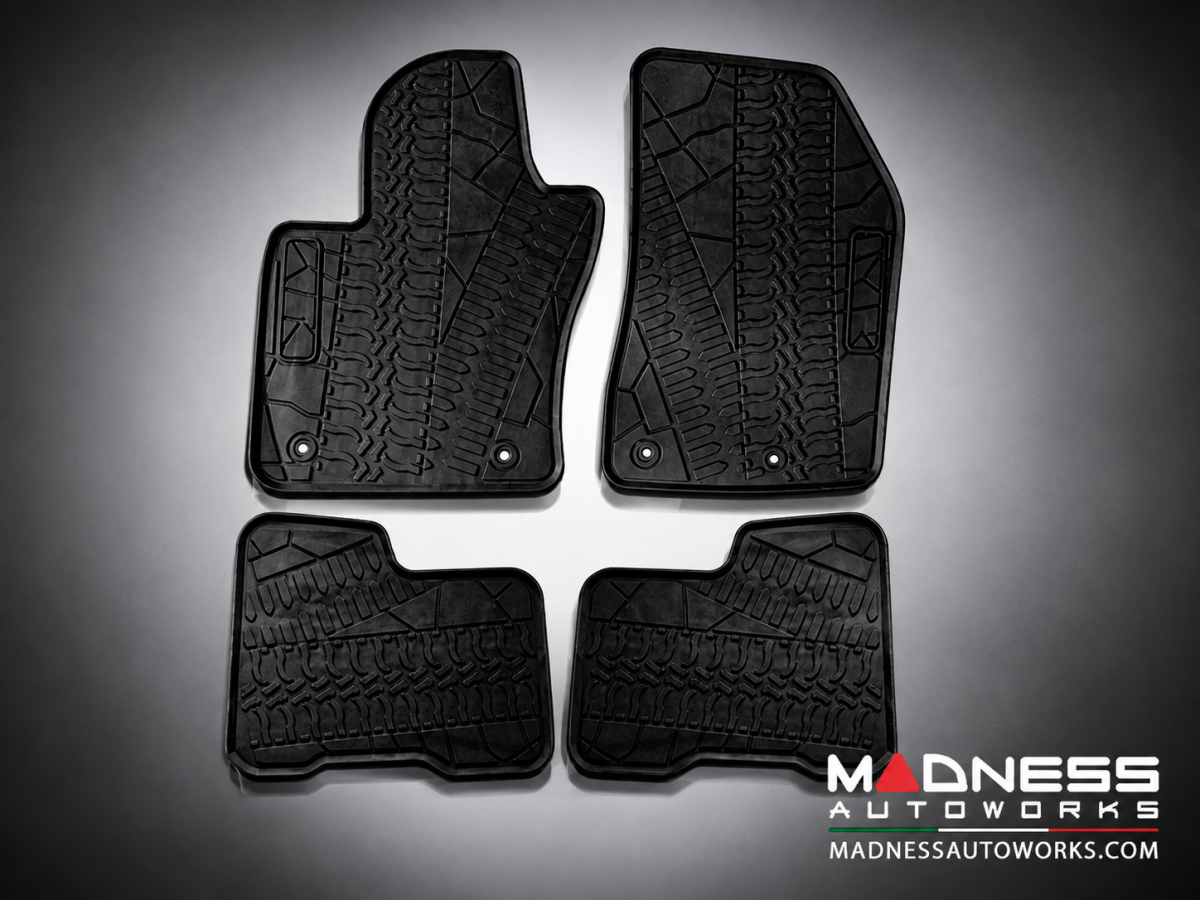 FIAT 500X Floor Mats - All Weather - Rubber - Premium - Front + Rear Set - Black 