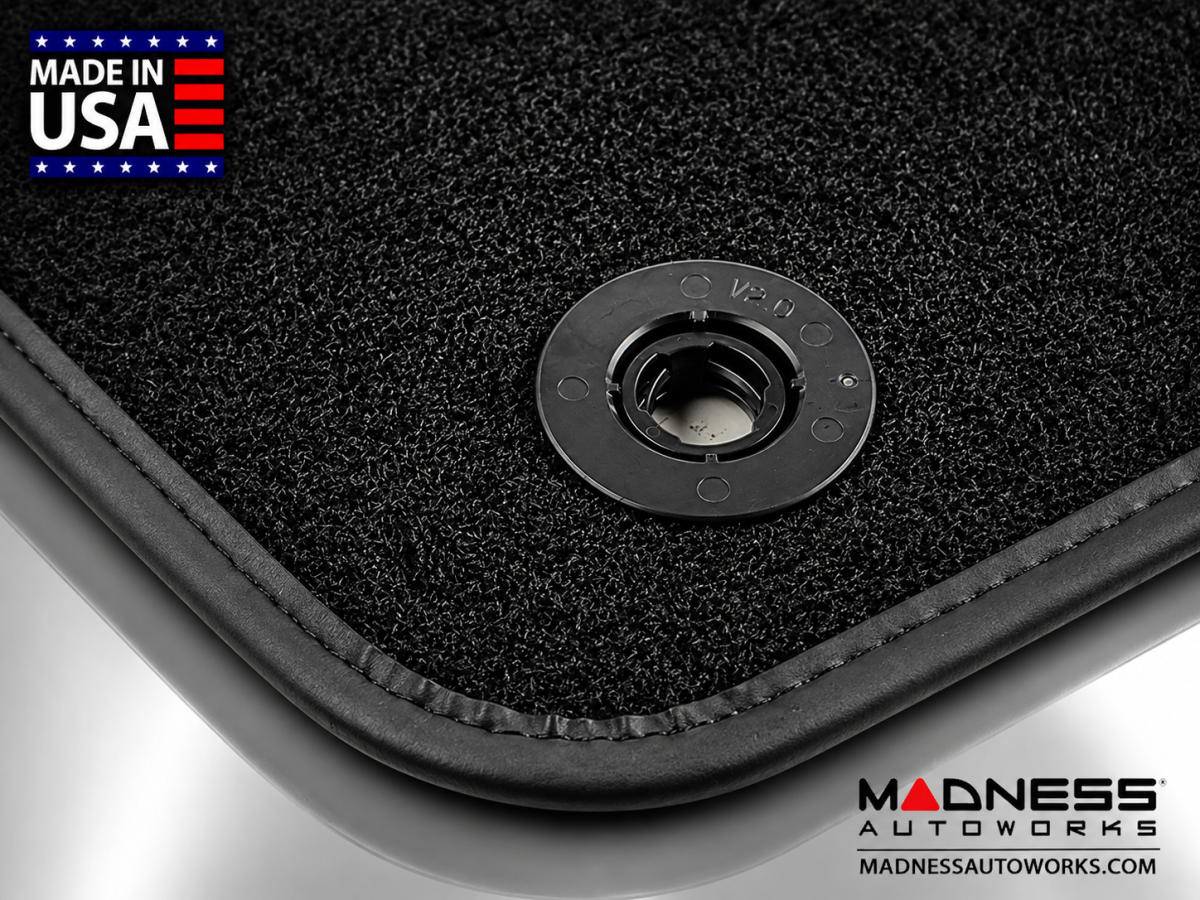 FIAT 500X Floor Mats - Premium Carpet - MADNESS - Front + Rear Set - w/ MADNESS Logo