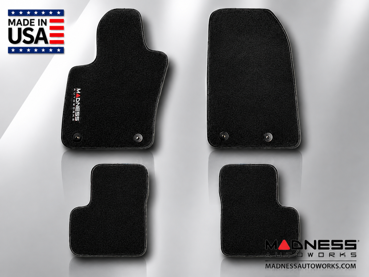 FIAT 500X Floor Mats - Premium Carpet - MADNESS - Front + Rear Set - w/ MADNESS Logo