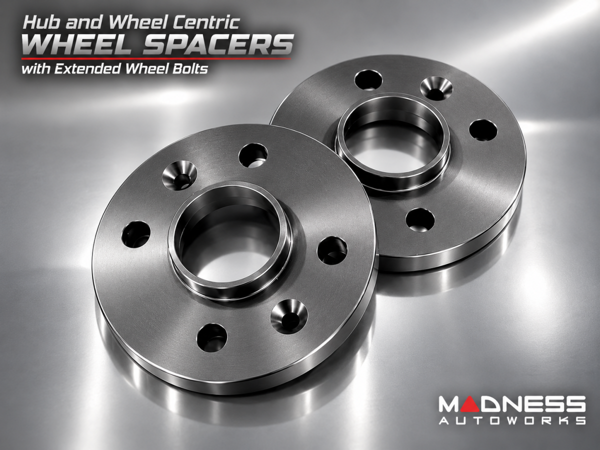 FIAT 500 Wheel Spacers - MADNESS - 16mm - set of 2 w/ extended bolts