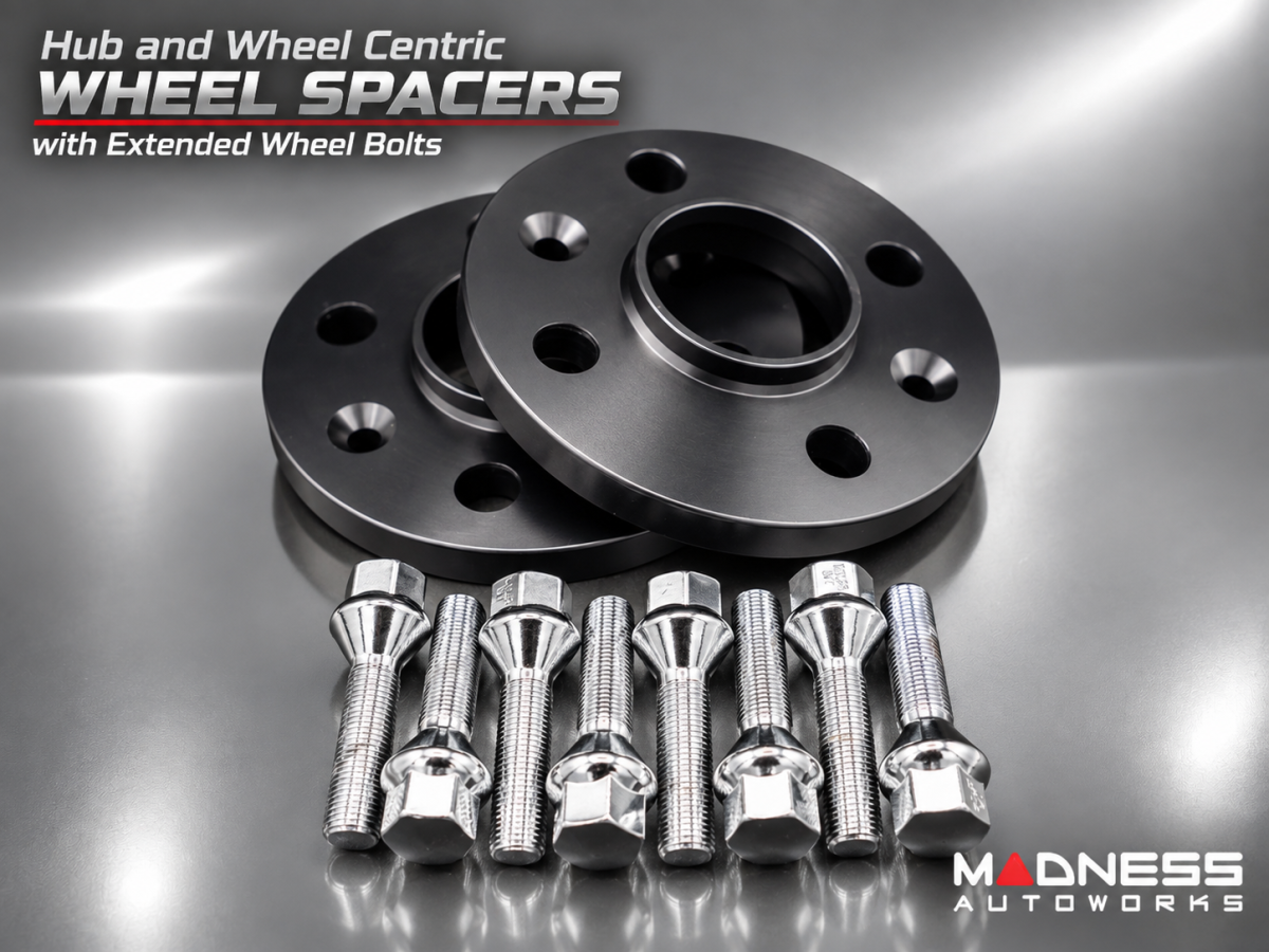 FIAT 500 Wheel Spacers - MADNESS - 16mm - set of 2 w/ extended bolts