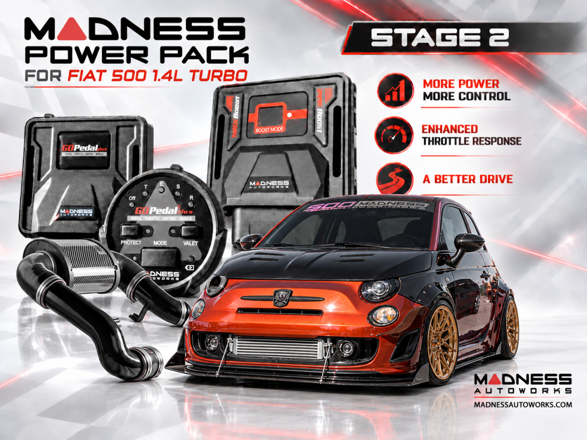 FIAT 500 MADNESS Power Pack PRO - Stage 2 - 1.4L Turbo Models FIAT 500 MADNESS Power Pack PRO - Stage 2 - 1.4L Turbo Models