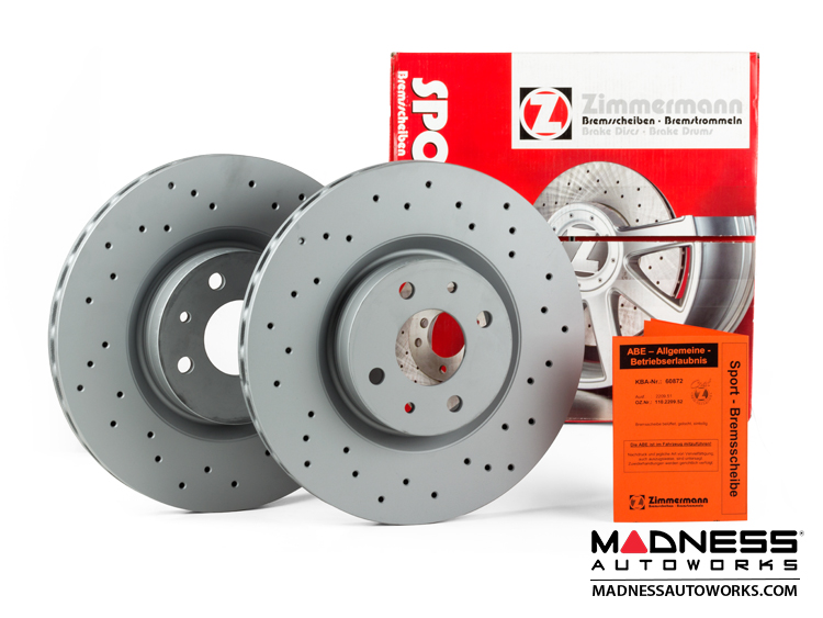 Drilled & Grooved Front Brake Discs + Pads Kit For Fiat Cinquecento (Inc. Sporting) By ASC-DG