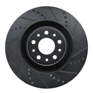 Fiat 500L Brake Rotor (1) - Front Right - DFC - Drilled & Slotted - Black - `14-`19