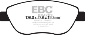 Fiat 500 Brake Pads - Front - EBC - Greenstuff 2000 Series Sport Brake Pads - `14-`27
