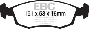 Fiat 500E Brake Pads - Front - EBC - Ultimax2 - Black - `13-`27