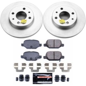 Fiat 500 Brake Kit - Rear - PowerStop - Geomet Coated Rotors + Z23 Carbon-Fiber Ceramic Pads - `12-`18
