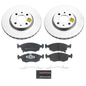 Fiat 500 Brake Kit - Front - PowerStop - Genuine Geomet Coated Rotors + ECE-R90 Brake Pads - `12-`18