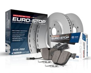 Fiat 500 Brake Kit - Rear - PowerStop - Genuine Geomet Coated Rotors + ECE-R90 Certified Pads - `12-`19