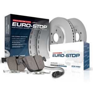 Fiat 500 Brake Kit - Rear - PowerStop - Genuine Geomet Coated Rotors + ECE-R90 Certified Pads - `12-`19
