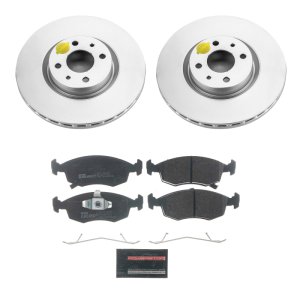 Fiat 500 Brake Kit - Front - PowerStop - Genuine Geomet Coated Rotors + ECE-R90 Certified Pads - `13-`18