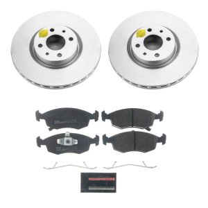 Fiat 500 Brake Kit - Front - PowerStop - Genuine Geomet Coated Rotors + ECE-R90 Certified Pads - `13-`18