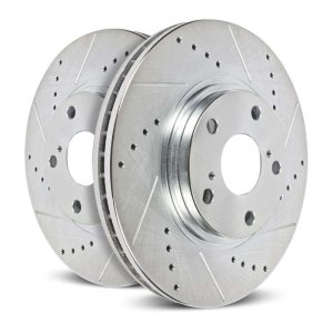 Fiat 124 Spider Brake Rotors (2) - Front - PowerStop - Evolution Drill/Slot - Silver - `17-`19