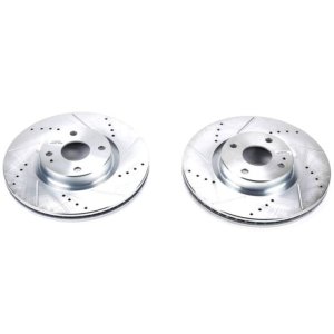 Fiat 124 Spider Brake Rotors (2) - Front - PowerStop - Evolution Drill/Slot - Silver - `17-`19