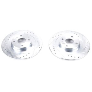 Fiat 124 Spider Brake Rotors (2) - Rear - PowerStop - Evolution Drilled & Slotted - Silver - `17-`19
