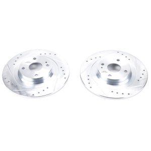 Fiat 124 Spider Brake Rotors (2) - Rear - PowerStop - Evolution Drilled & Slotted - Silver - `17-`19