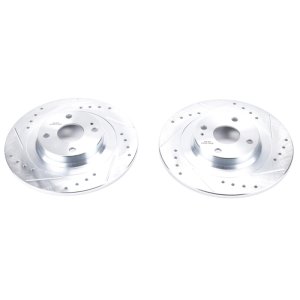 Fiat 124 Spider Brake Rotors (2) - Rear - PowerStop - Evolution Drilled & Slotted - Silver - `17-`19