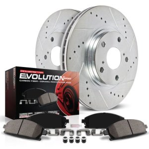 Fiat 500 Brake Kit - Front - PowerStop - Drilled & Slotted Rotors + Carbon-Fiber Ceramic Pads - `12-`18