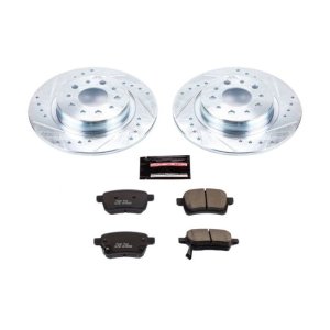 Fiat 500L Brake Kit - Rear - PowerStop - Z23 Evolution Sport + Drilled & Slotted Rotors + Carbon-Fiber Ceramic Pads - `14-`19