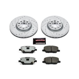 Fiat 500X Brake Kit - Front - PowerStop - Drilled & Slotted Rotors + Carbon-Fiber Ceramic Pads - `16-`18