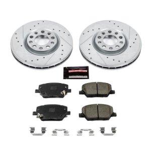 Fiat 500X Brake Kit - Front - PowerStop - Drilled & Slotted Rotors + Carbon-Fiber Ceramic Pads - `16-`18